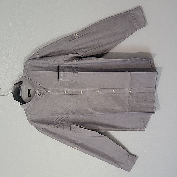 Ross&Freckle Men's 100% Cotton Chambray Standard fit Rolling-up Long Sleeve - Picture 3 of 14